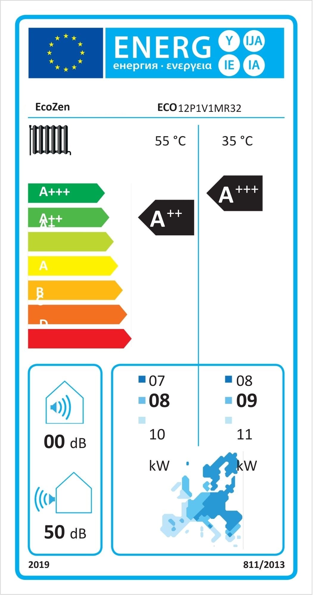 Αντλία Θερμότητας ECO-Zen 12 kW R32 με Wi-Fi, Touch Display, Monoblock, Τριφασική, με Κυκλοφορητή